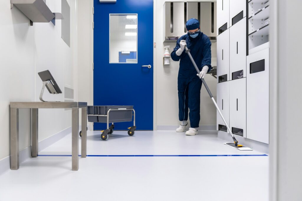 Cleaning a commercial interior